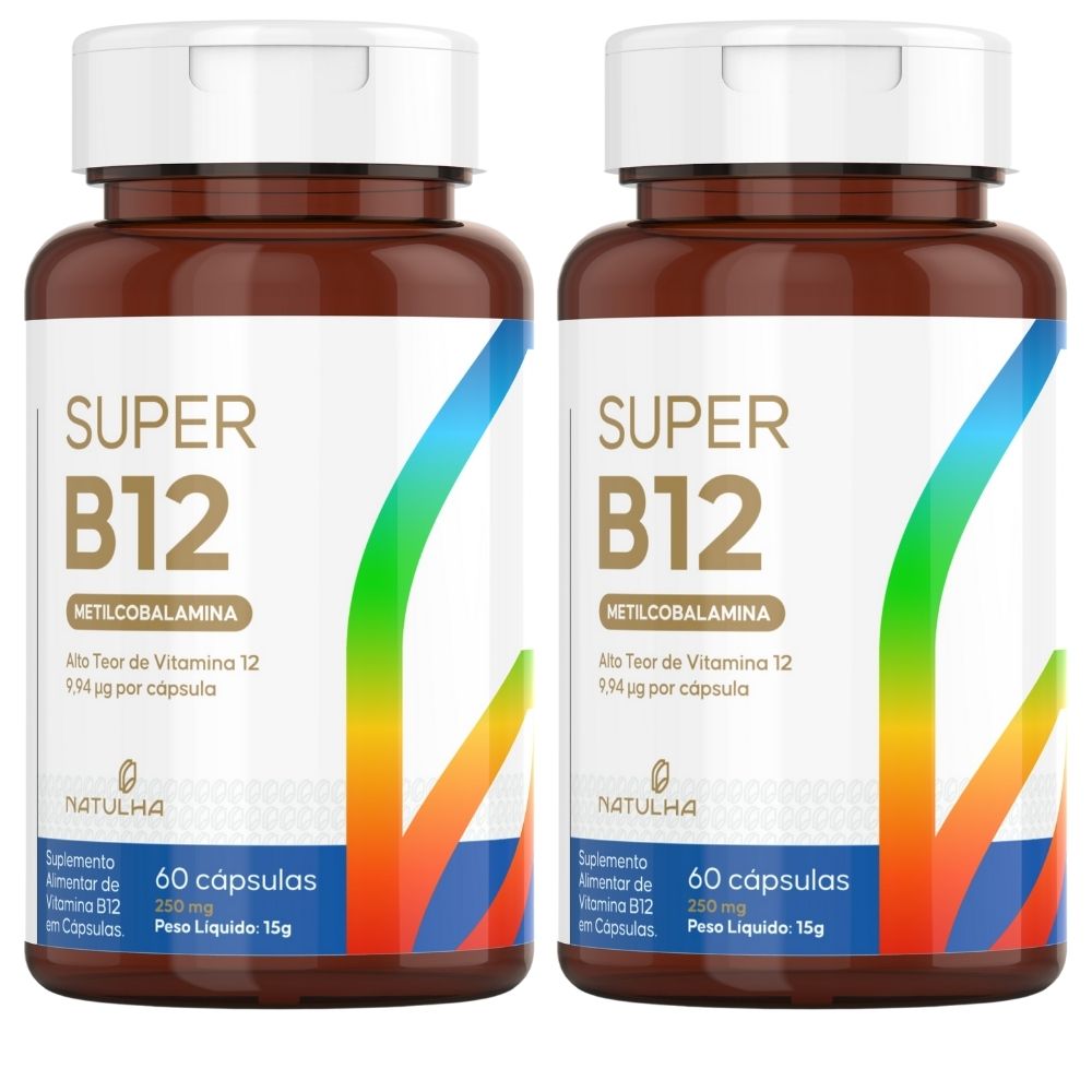 Kit 2 Super B12 414% IDR Metilcobalamina Natulha 60 Cápsulas