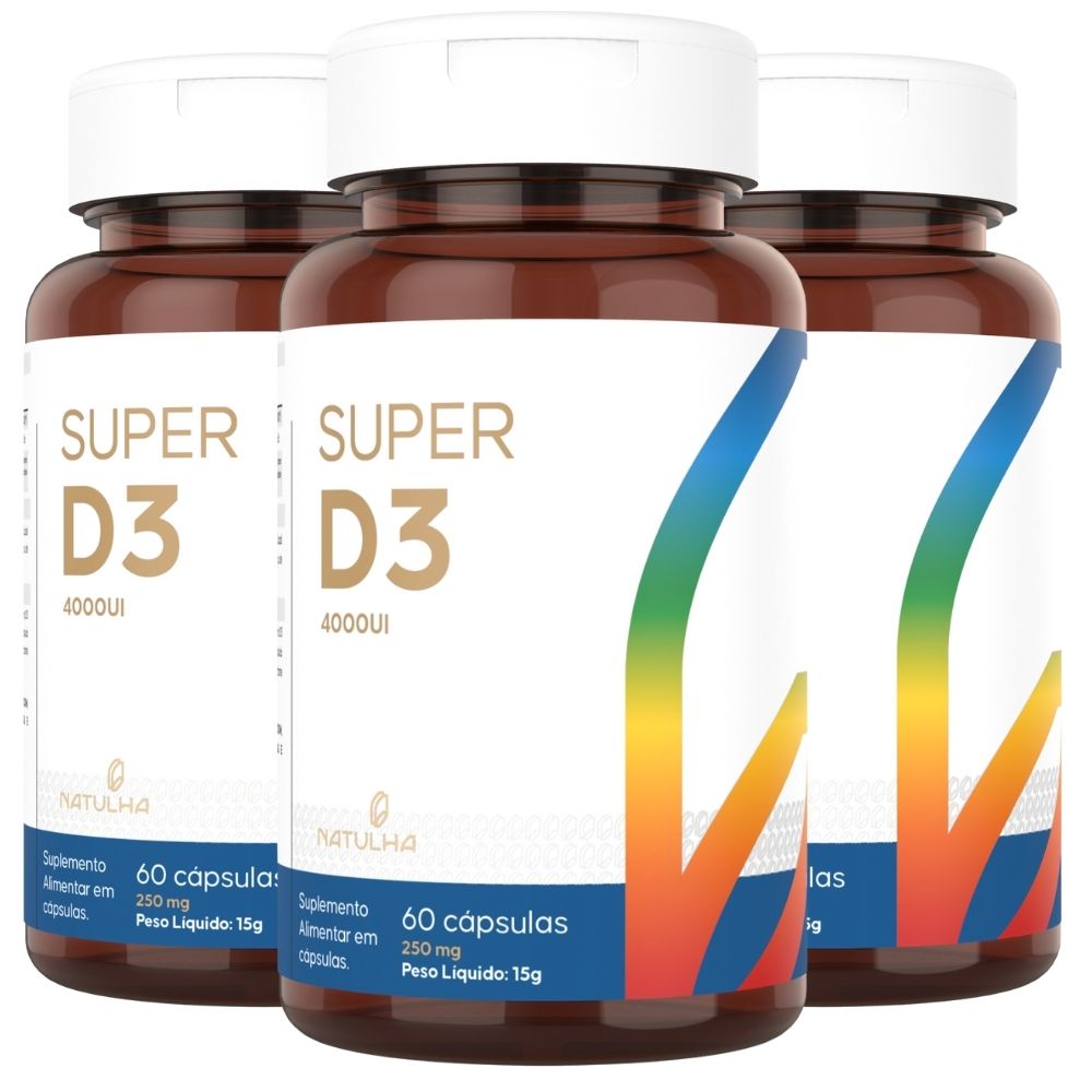 Kit 3 Super D3 4000UI Natulha 60 Cápsulas