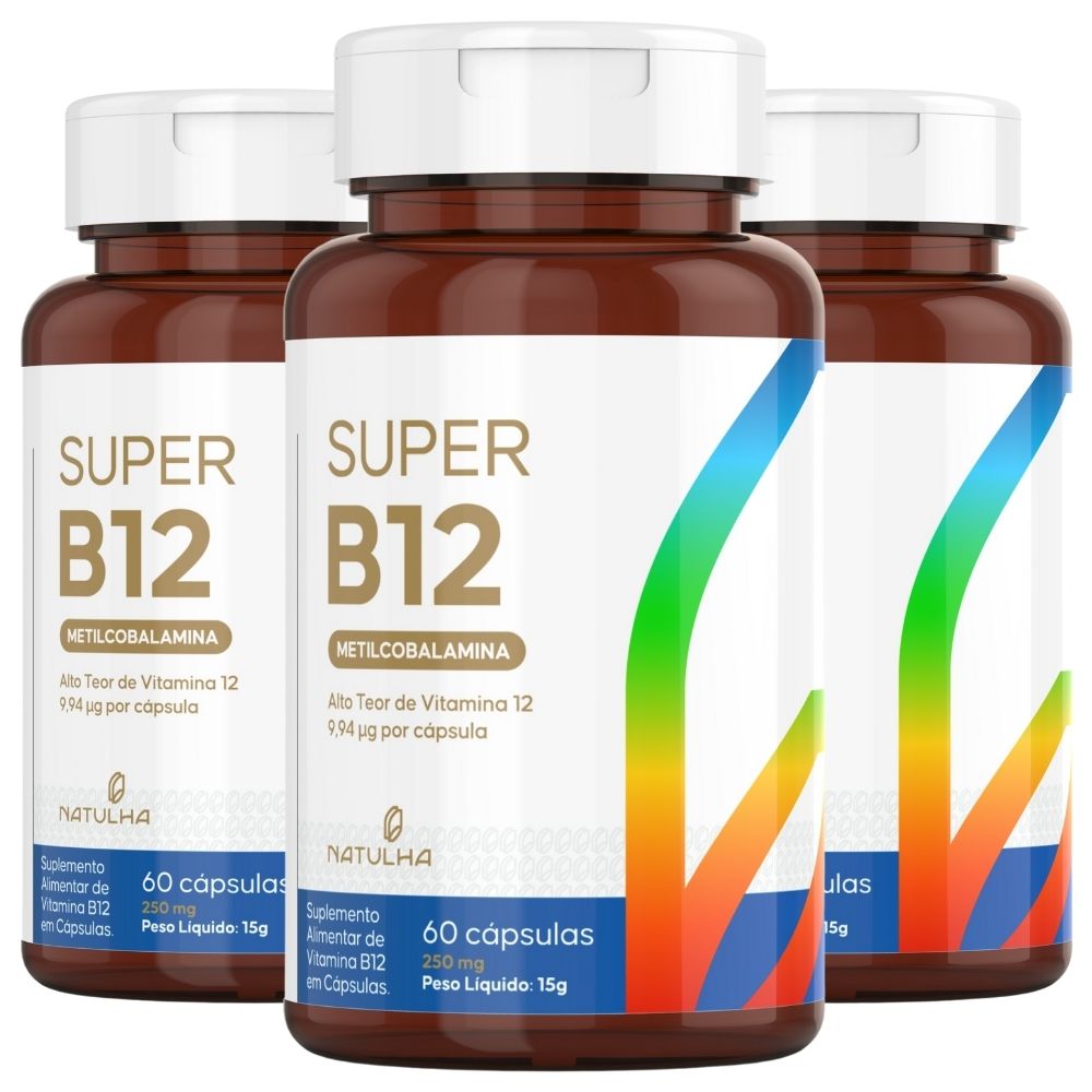 Kit 3 Super B12 414% Idr Metilcobalamina Natulha 60 Cápsulas