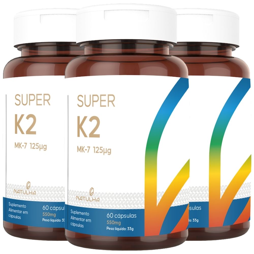 Kit 3 Super K2 Menaquinona-7 125mcg Natulha 60 Cápsulas