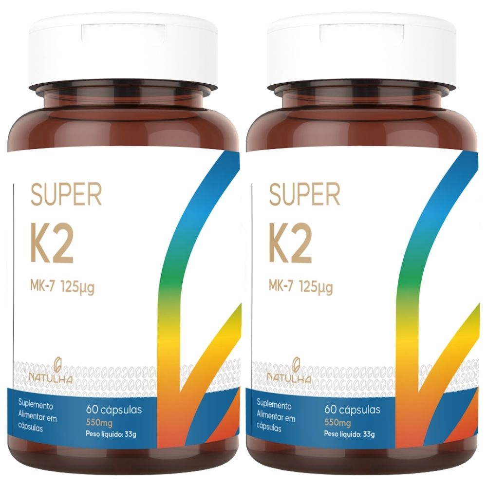 Kit 2 Super K2 Menaquinona-7 125mcg Natulha 60 Cápsulas