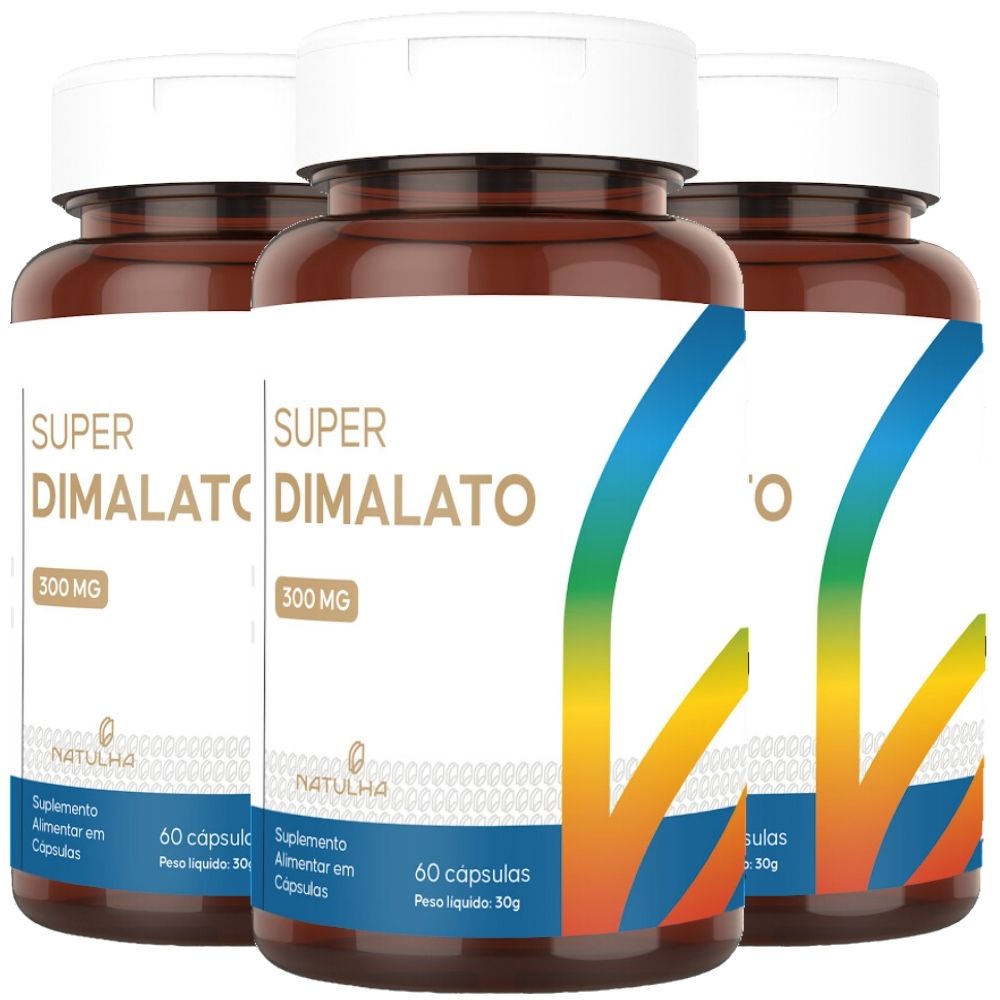 Kit 3 Super Magnésio Dimalato 300mg Elementar Natulha 60 Cápsulas