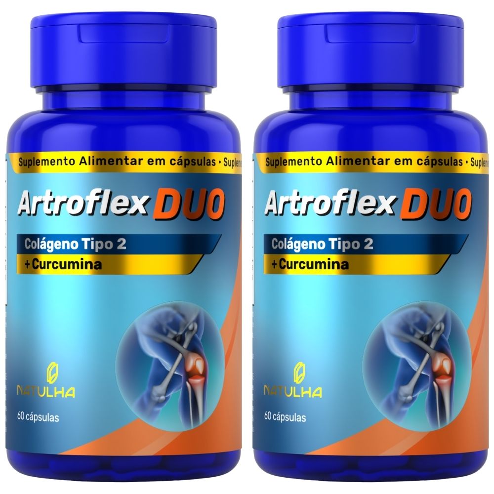 Kit 2 ArtroFlex DUO Cúrcuma + Colágeno tipo II Natulha 60 Cápsulas