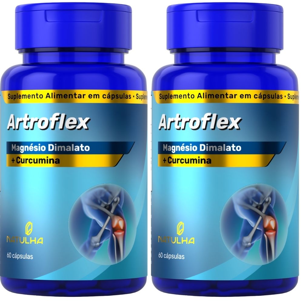 Kit 2 ArtroFlex Cúrcuma + Magnésio Dimalato Natulha 60 Cápsulas
