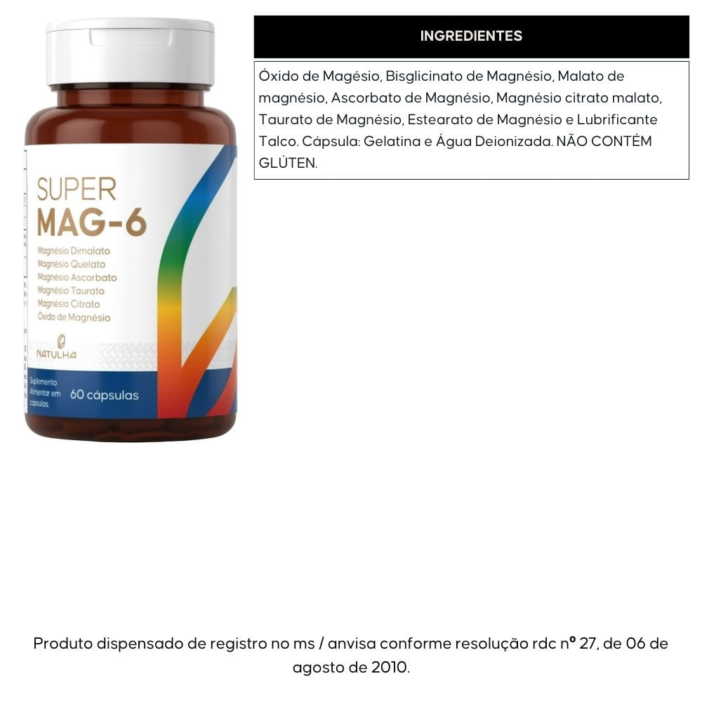 Kit 2 Super MAG-6 Natulha 60 Cápsulas