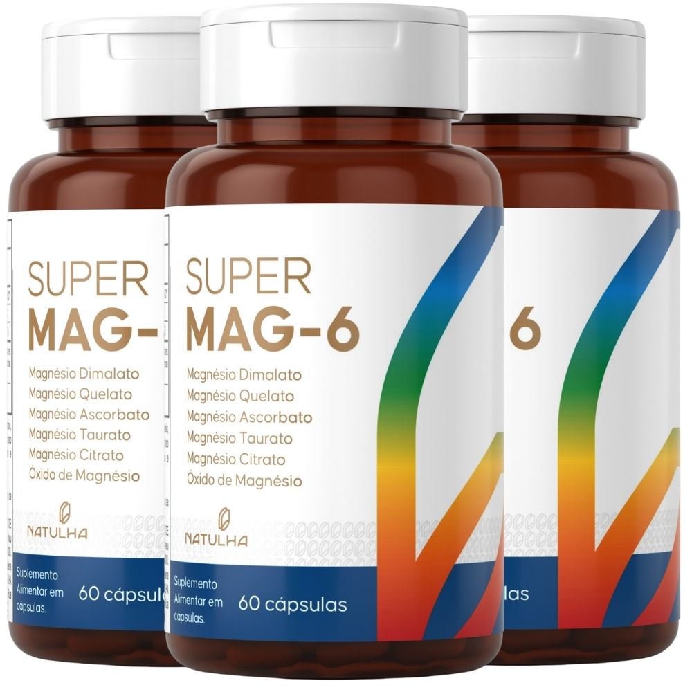 Kit 3 Super MAG-6 Natulha 60 Cápsulas