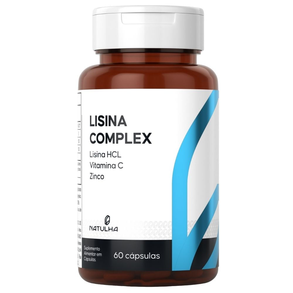 Lisina Complex Lisina HCL, Vitamina C e Zinco Natulha 60 Cápsulas