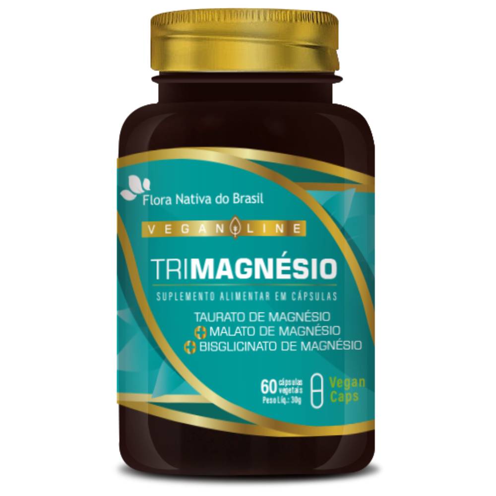 TriMagnésio Taurato, Malato e Bisglicinato Flora Nativa 60 Vegan Caps