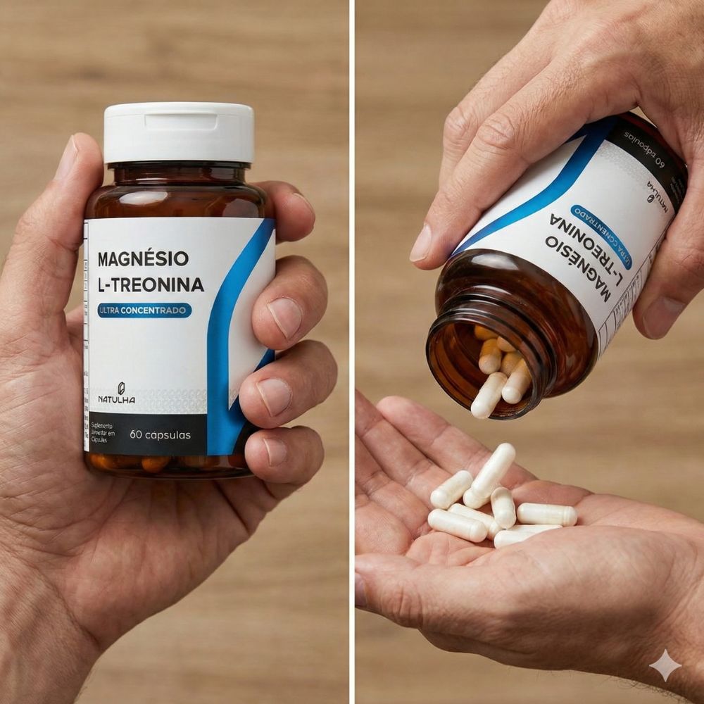 Kit 3 Magnésio L-Treonina Treonato Ultra Concentrado Natulha 60 Cápsulas
