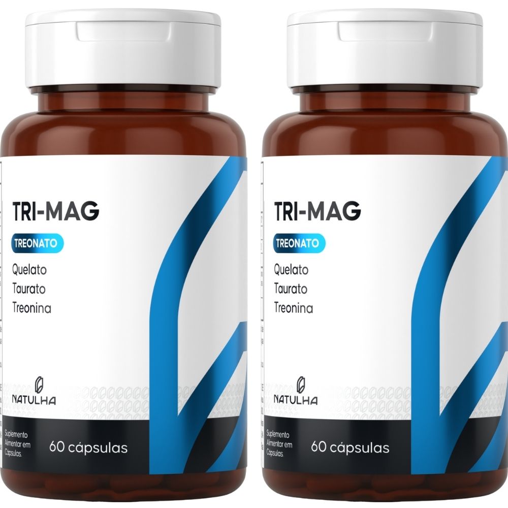 Kit 2 Tri-Mag Treonato, Quelato e Taurato Natulha 60 Cápsulas