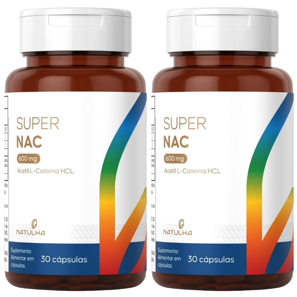 Kit 2 Super NAC Acetilcisteina HCL 600mg Natulha 30 Cápsulas