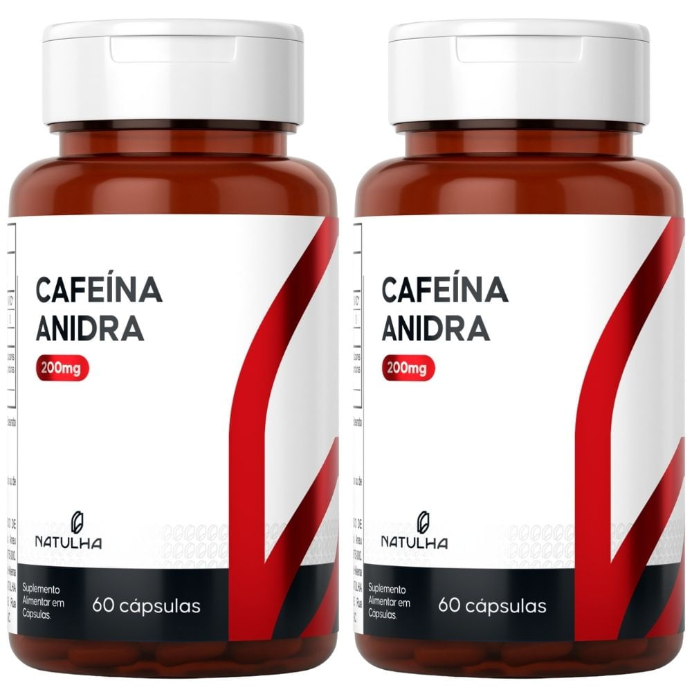 Kit 2 Cafeína Anidra Pura Natulha 60 Cápsulas