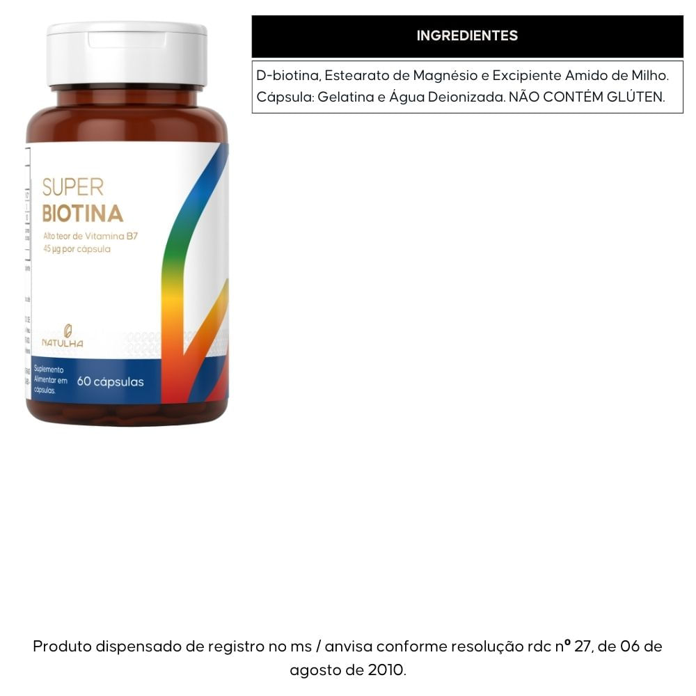 Kit 2 Super Biotina 150% IDR Natulha 60 Cápsulas