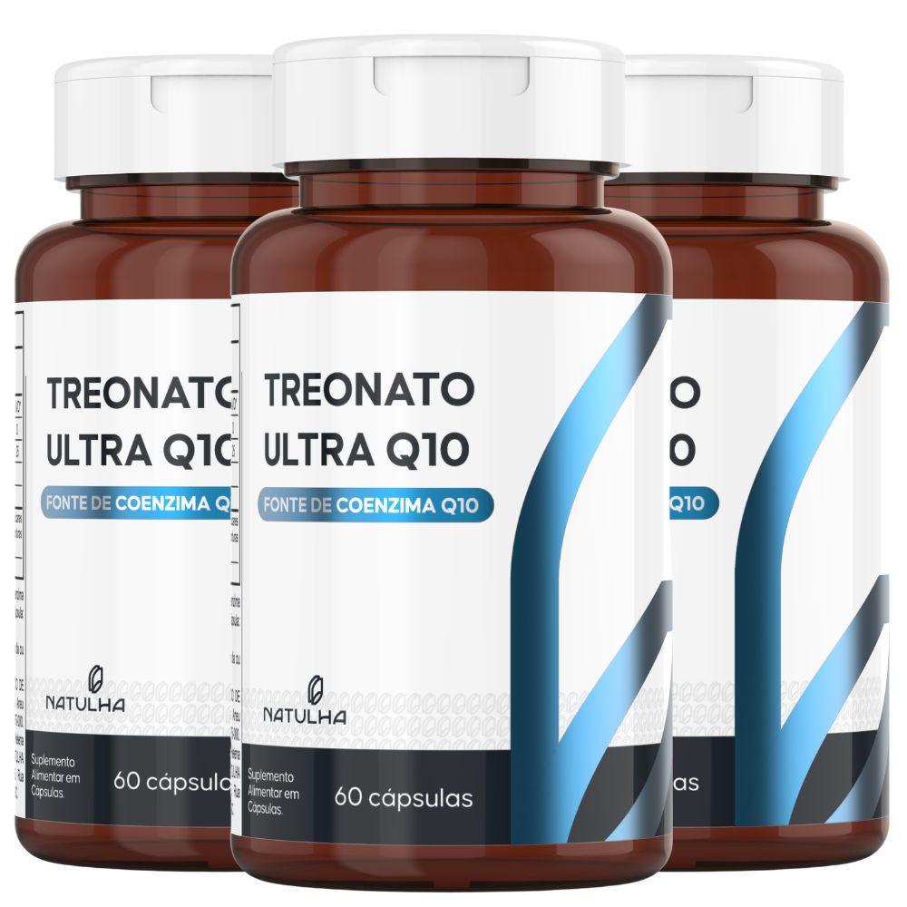 Kit 3 Magnésio Treonato Com Coenzima Q10 Natulha 60 Cápsulas