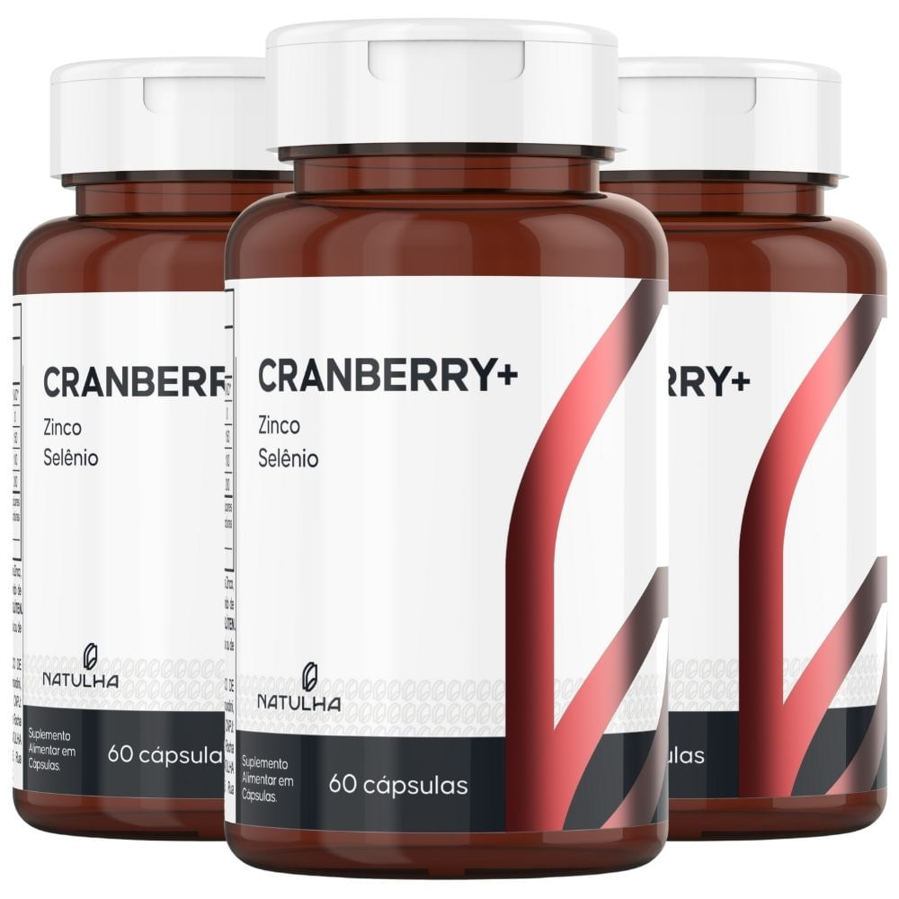 Kit 3 Cranberry Com Zinco e Selênio Natulha 60 Cápsulas