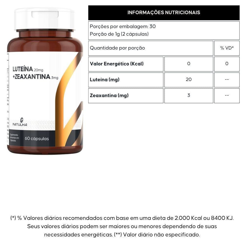 Kit 2 Luteína + Zeaxantina Natulha 60 Cápsulas