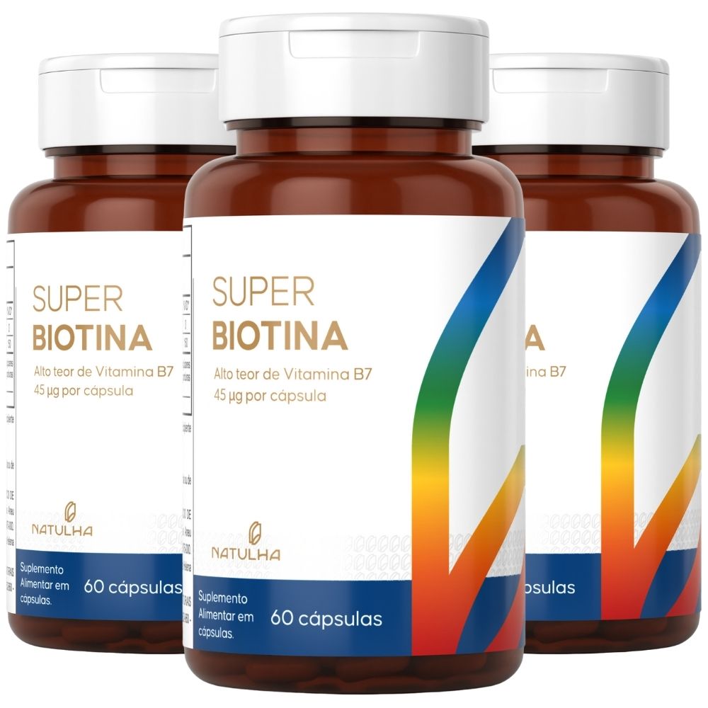 Kit 3 Super Biotina 150% IDR Natulha 60 Cápsulas