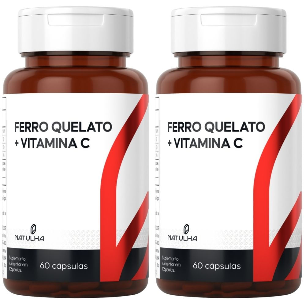 Kit 2 Ferro Quelato + Vitamina C Natulha 60 Cápsulas