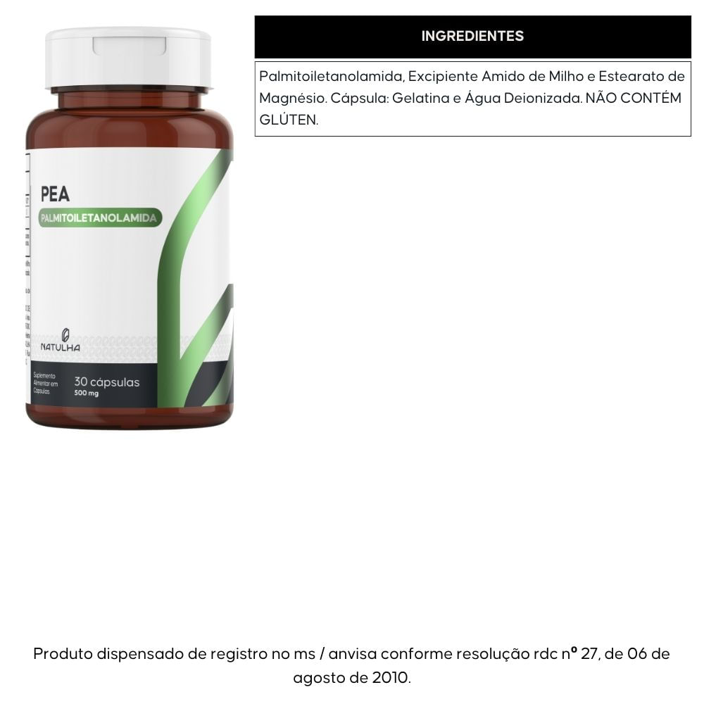 Kit 2 PEA Palmitoiletanolamida 150mg Natulha 30 Cápsulas
