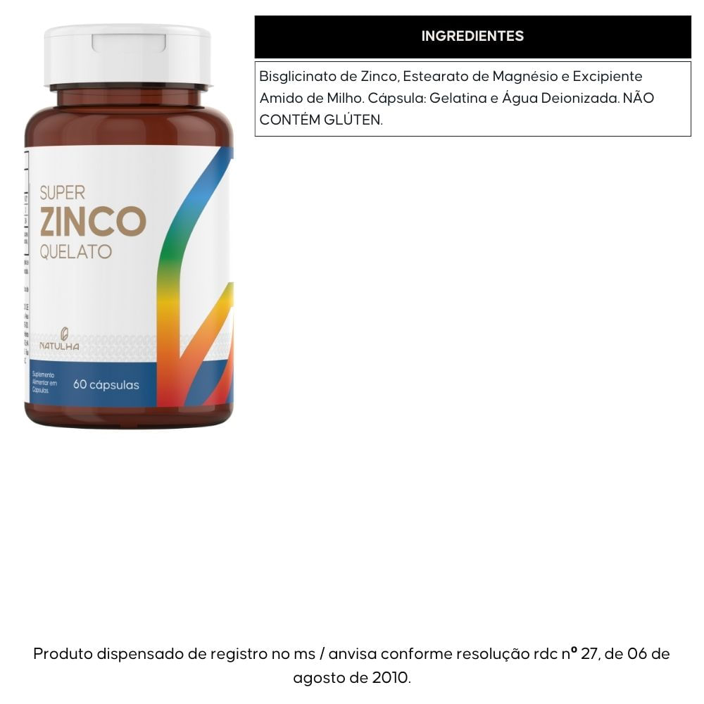 Kit 3 Super Zinco Quelato Natulha 60 Cápsulas