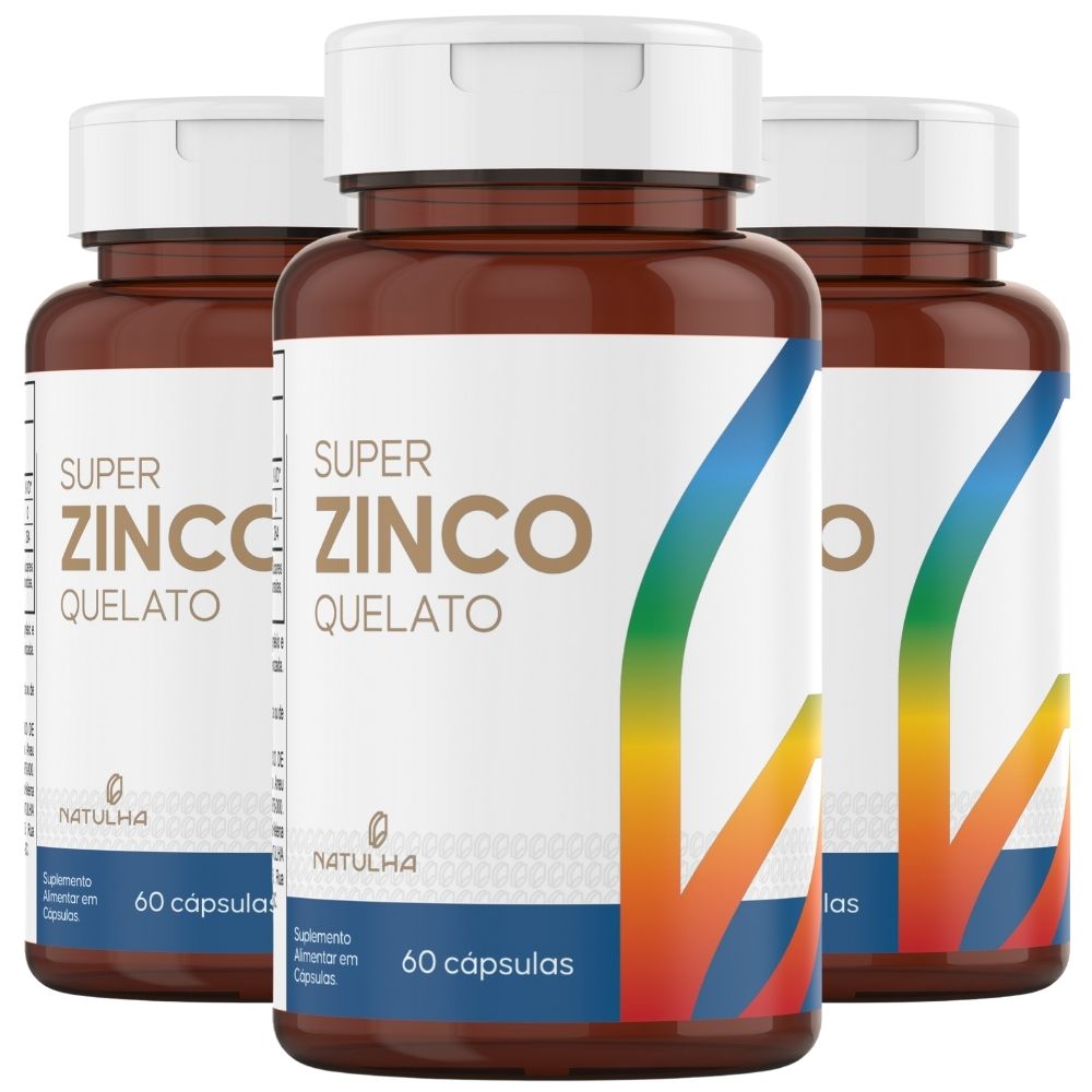 Kit 3 Super Zinco Quelato Natulha 60 Cápsulas