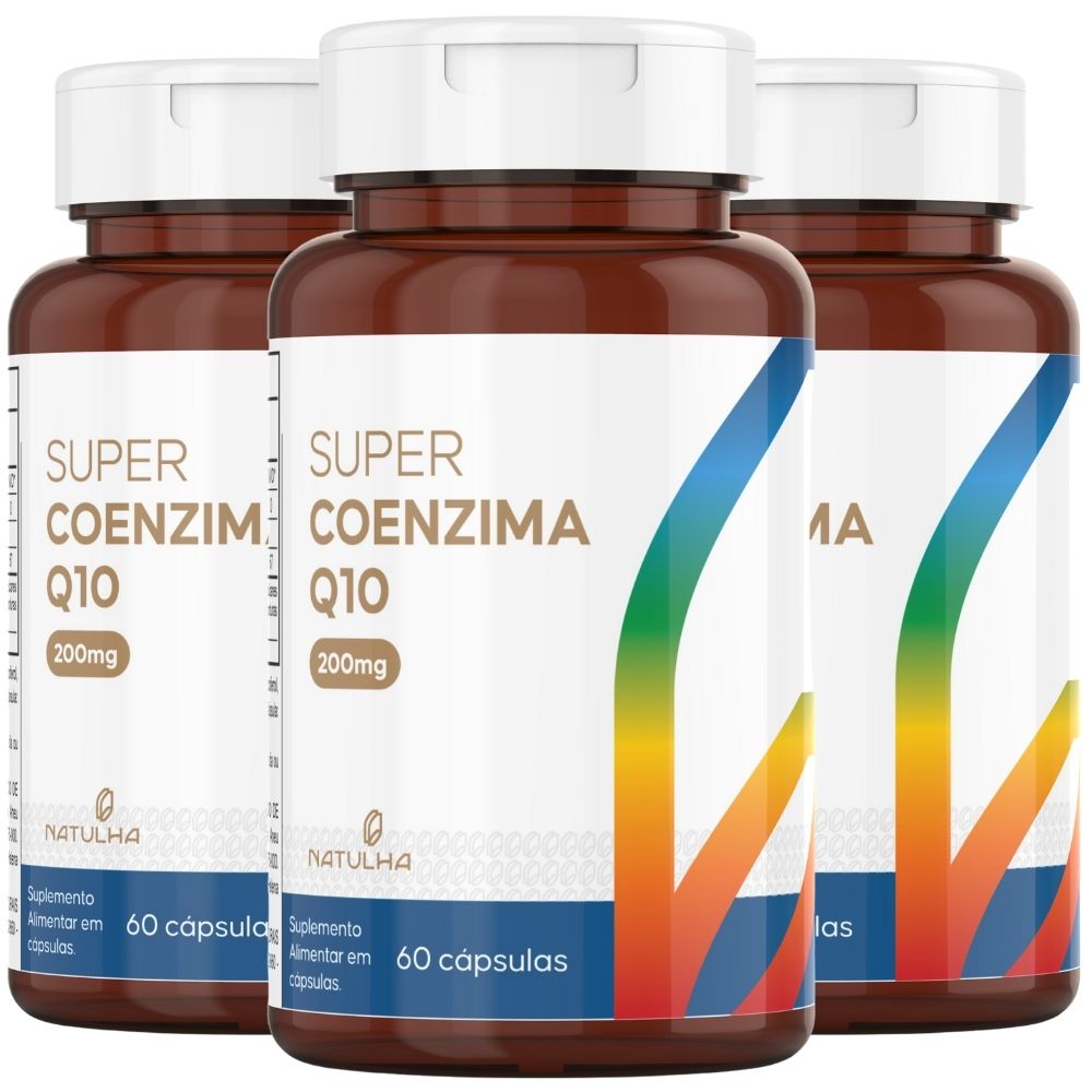 Kit 3 Super Coenzima Q10 200mg + Vitamina E Natulha 60 Cápsulas