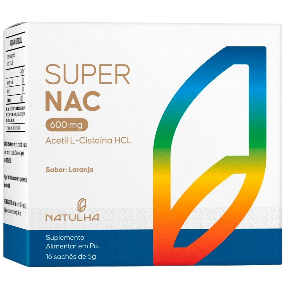 Super NAC Acetilcisteina HCL 600mg Natulha 16 Sachês