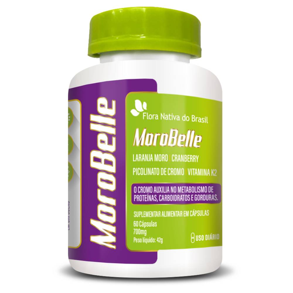 Morobelle Laranja Moro, Cranberry, Cromo e Vitaminas Flora Nativa 60 Cápsulas