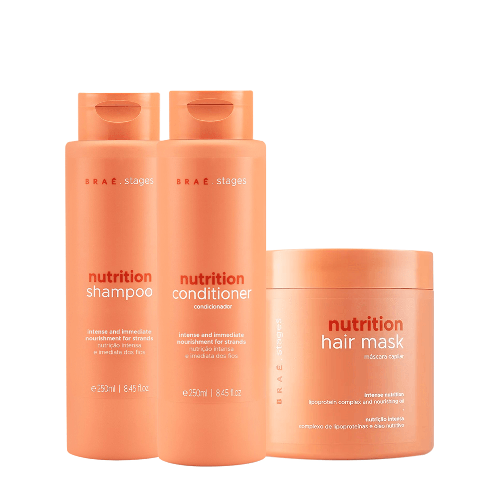 Kit Shampoo 250ml + Condicionador 250ml + Máscara Capilar 500g Braé