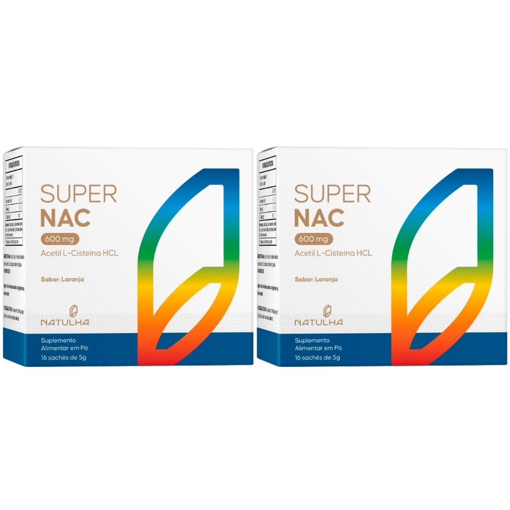 Kit 2 Super NAC Acetilcisteina HCL 600mg Natulha 16 Sachês