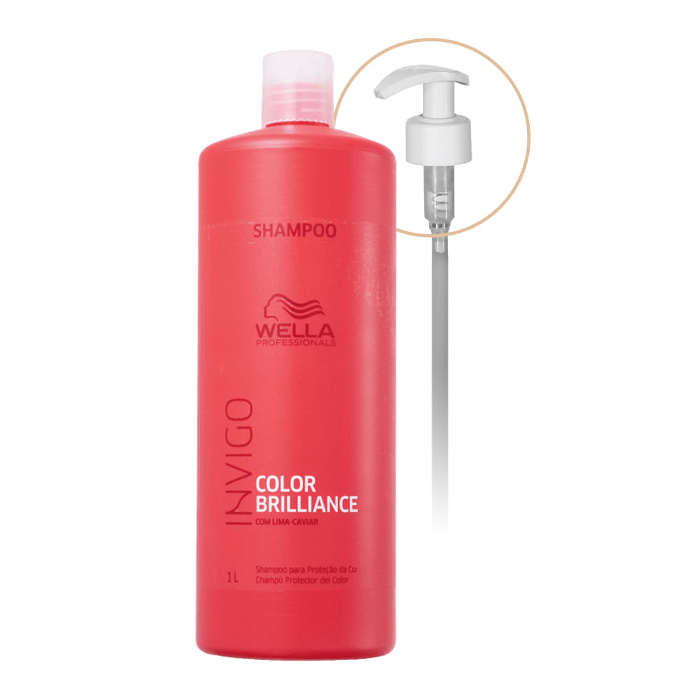 Shampoo Proteção da Cor Invigo Color Brilliance Wella 1L + Válvula
