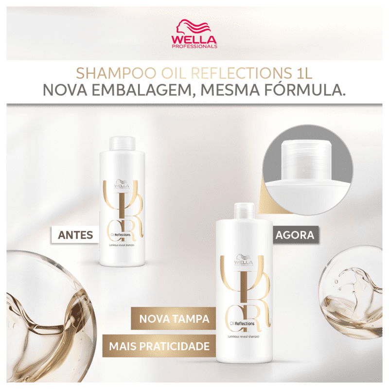 Shampoo Oil Reflections Luminous Reveal Restaure Wella Professionals 1L + Válvula