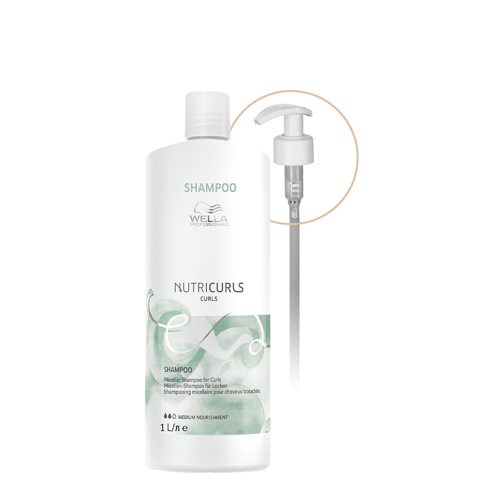 Shampoo Nutricurls Micelar Wella Professionals 1l + Válvula Pump