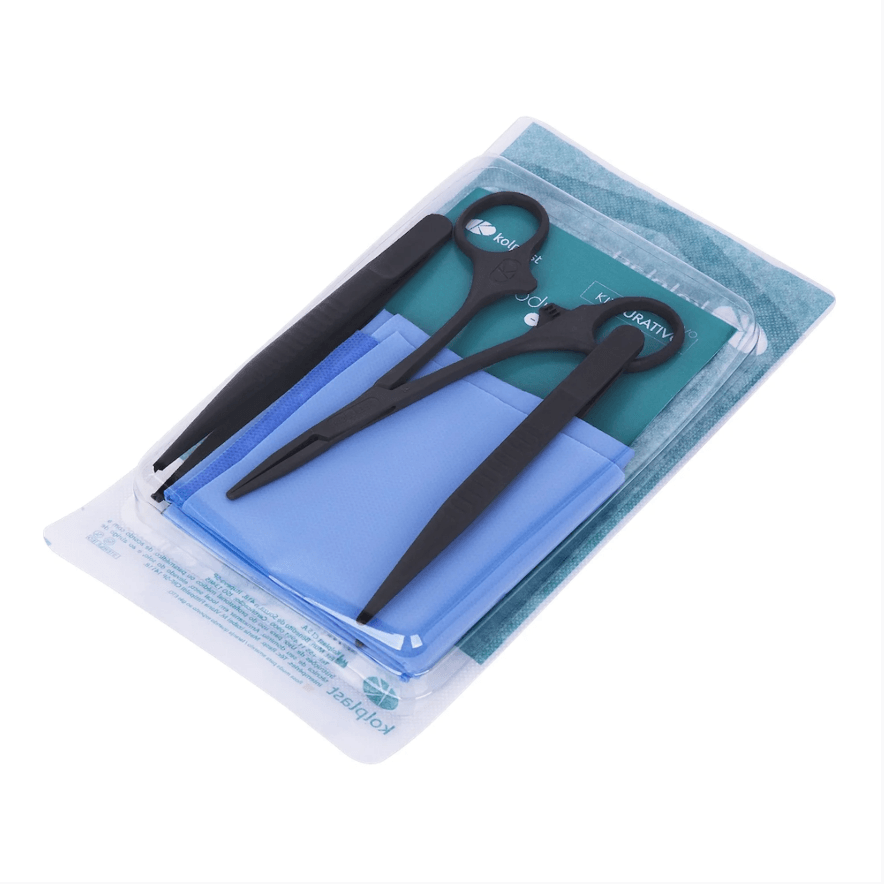 Kit Kolplast Curativo Estéril Descartável 3 Pinças + Campo