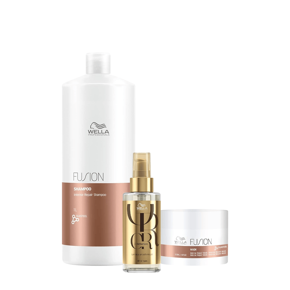 Kit Fusion Wella Professionals Óleo Capilar 100ml + Máscara Reconstrutora 150g + Shampoo 1L