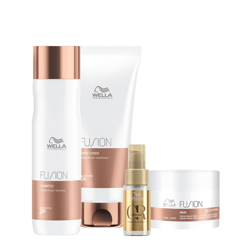Kit Wella Professionals Fusion Shampoo 250ml + Condicionador 200ml + Máscara 150g + Óleo Capilar 30ml