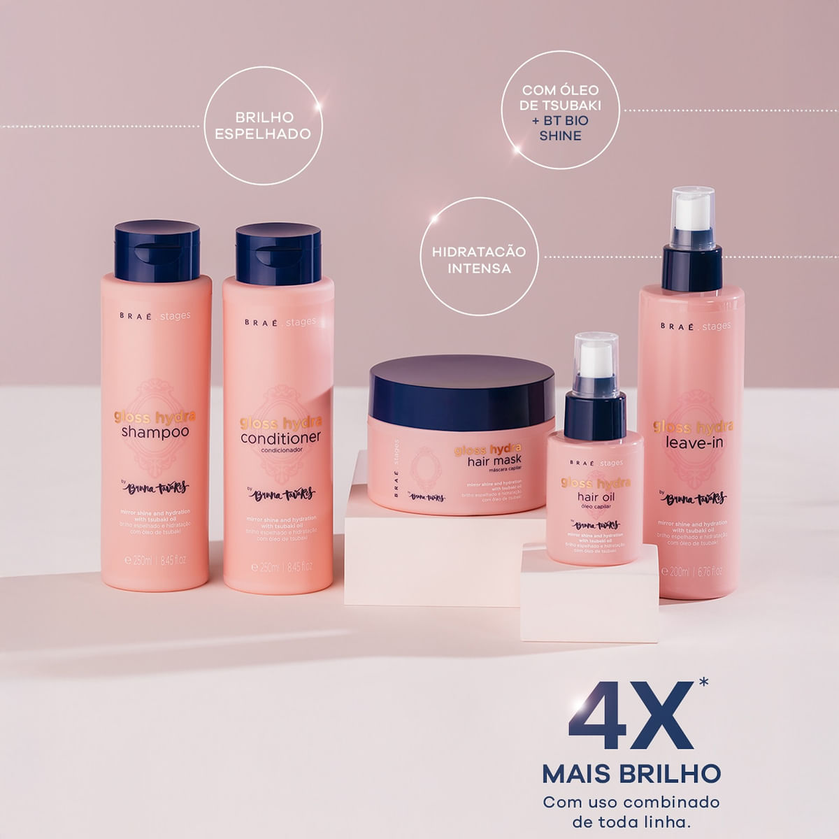 Kit Braé Stages By Bruna Tavares Gloss Hydra Shampoo 250ml + Condicionador 250ml