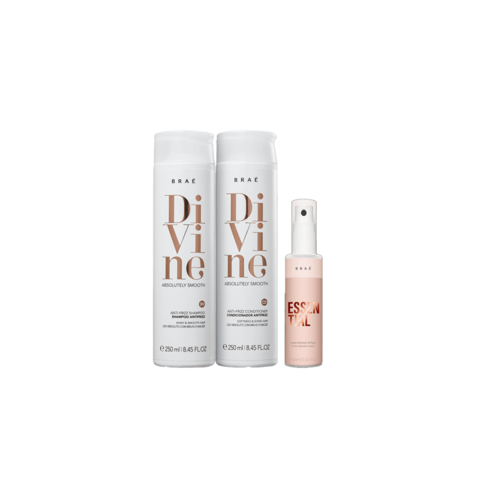 Kit Braé Divine Shampoo 250ml + Condicionador 250ml + Mini Leave-in 60ml