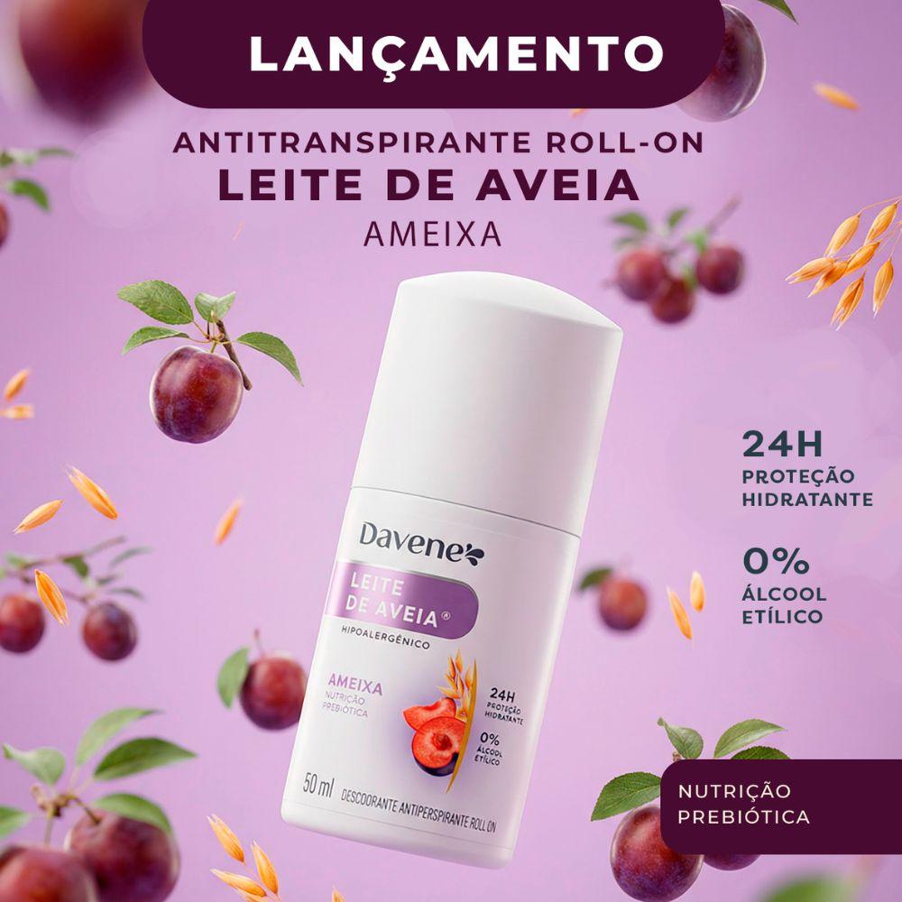 Desodorante Roll-On Antiperspirante Leite de Aveia Ameixa Davene 50ml