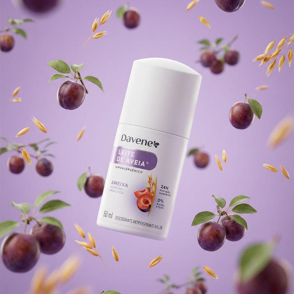 Desodorante Roll-On Antiperspirante Leite de Aveia Ameixa Davene 50ml