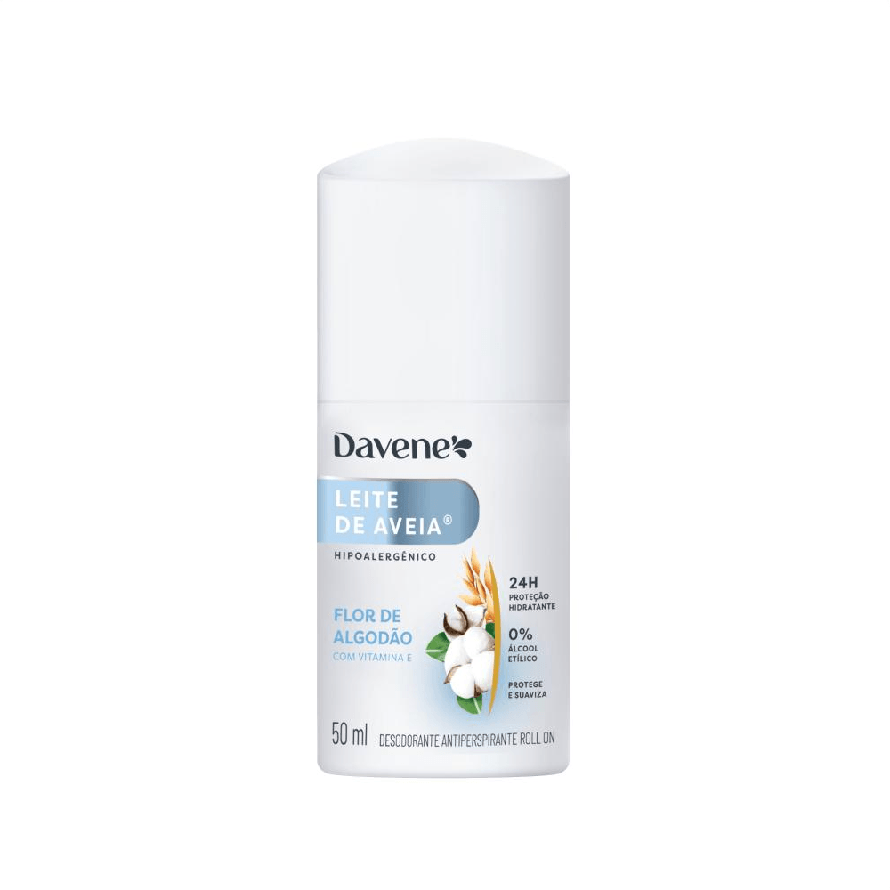 Desodorante Antiperspirante Roll-On Leite de Aveia Flor de Algodão Davene 50ml