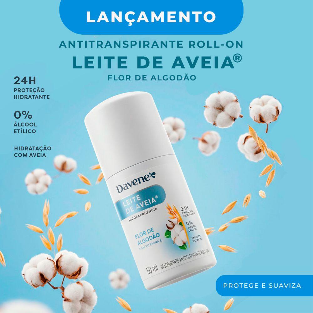 Desodorante Antiperspirante Roll-On Leite de Aveia Flor de Algodão Davene 50ml