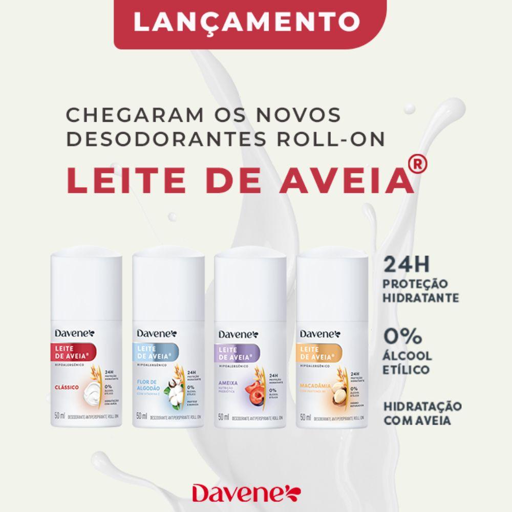 Desodorante Antiperspirante Roll-On Leite de Aveia Flor de Algodão Davene 50ml