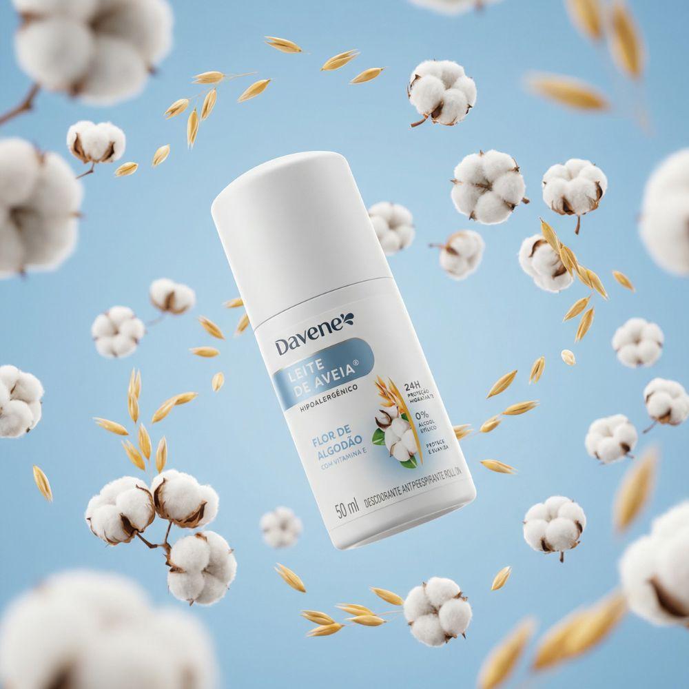 Desodorante Antiperspirante Roll-On Leite de Aveia Flor de Algodão Davene 50ml