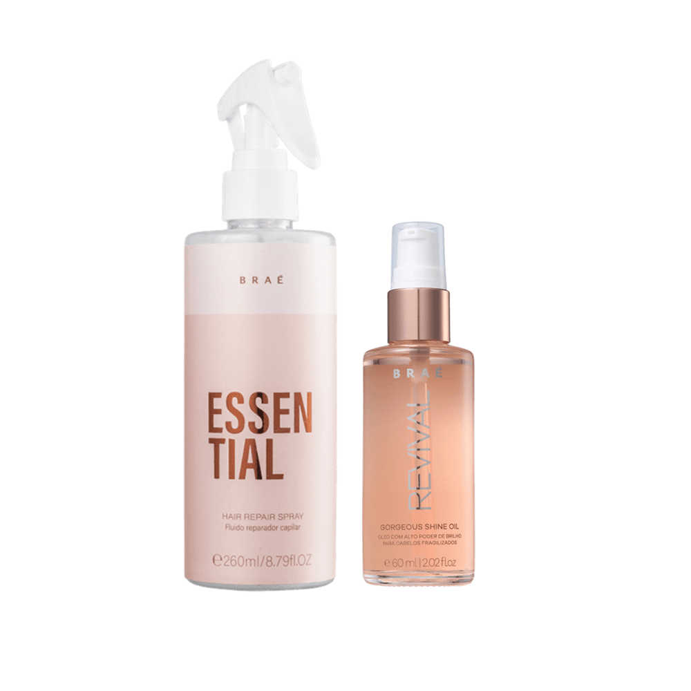 Kit Braé Essential Fluído Reparador 260ml + Oil Revival Gorgeous Shine 60ml