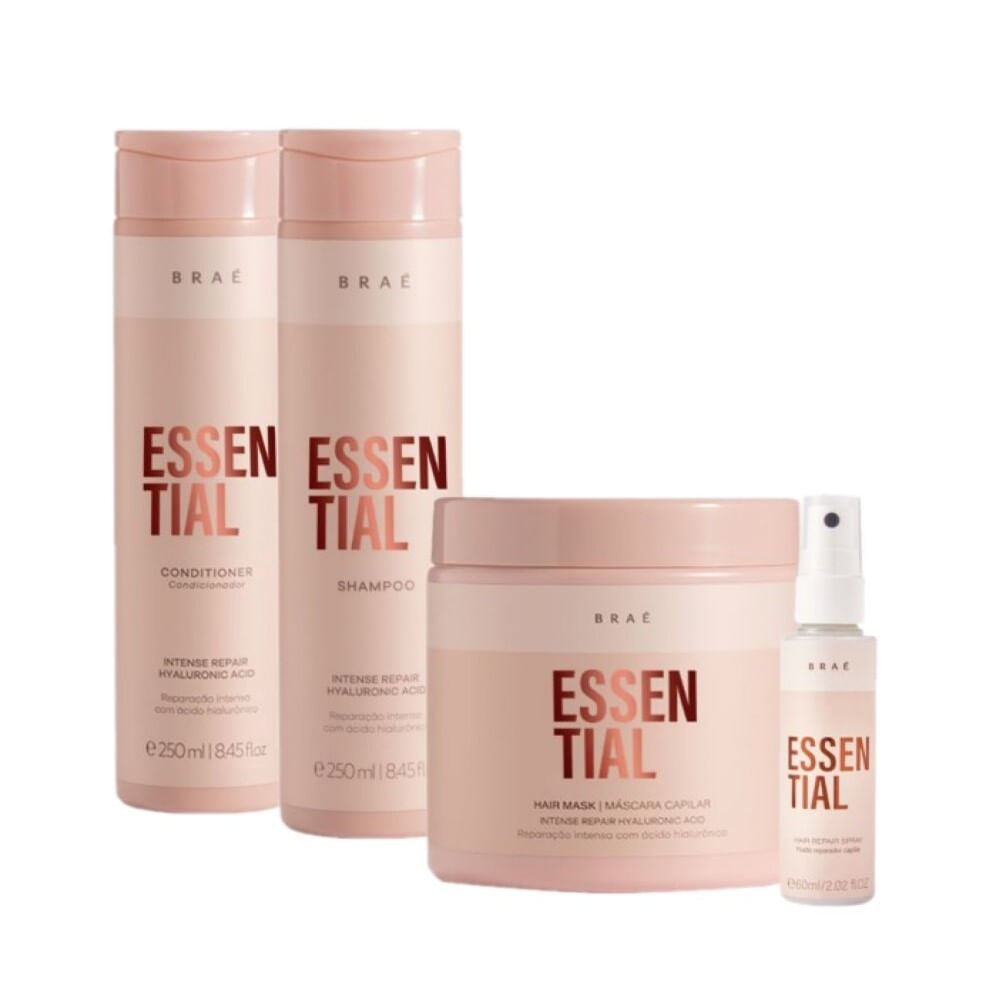 Kit Braé Shampoo 250ml + Condicionador 250ml + Máscara 500g + Mini Leave-in 60ml