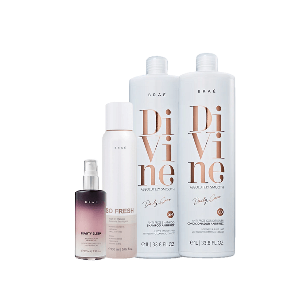 Kit Braé Shampoo 1L + Condicionador 1L + Beauty Sleep 100ml + So Fresh 150ml