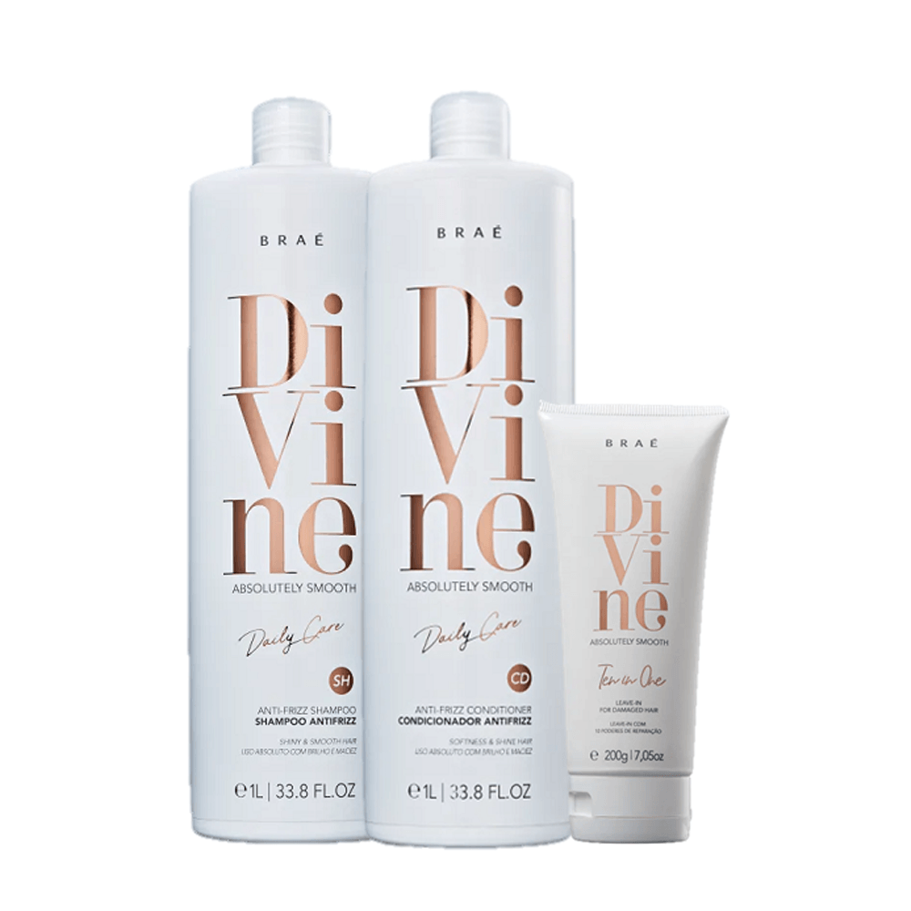 Kit Braé Divine Shampoo 1l + Condicionador 1l + Leave-in 200g