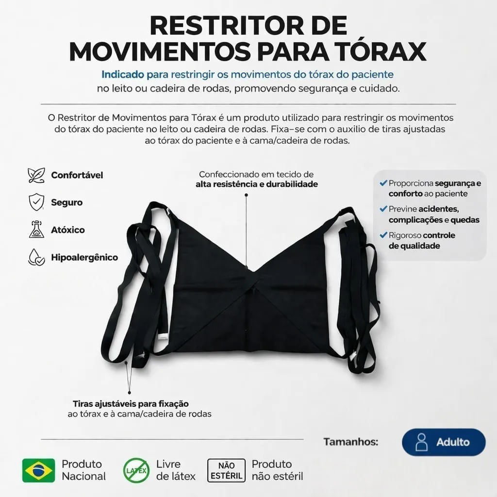 Cinto de Segurança e Restritor Torácico para Cadeira de Rodas e Cama BedFix