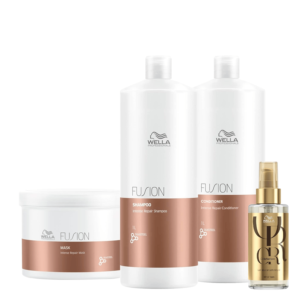 Kit Wella Professionals Shampoo 1L + Condicionador 1L + Máscara Reconstrutora 500g + Oil Reflections Luminous 100ml